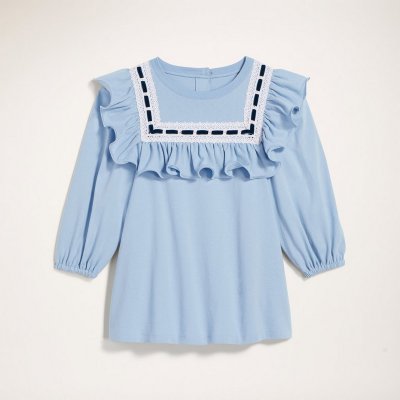 Marc Jacobs - Jersey Top With Lace Trim and Ruffle At Yoke