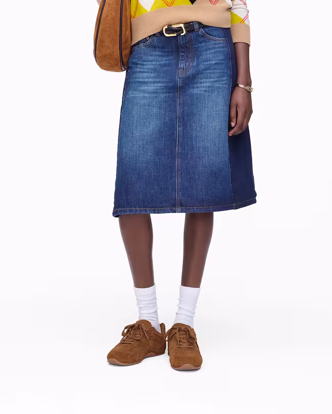 Two Tone Shadow Denim Skirt