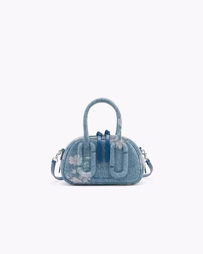 Babe Mini Top Handle In Antique Floral Denim
